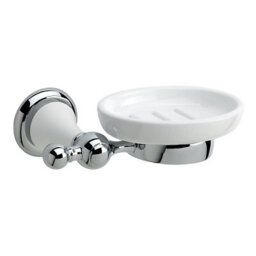 Cooke & Lewis Timeless Chrome Effect Ceramic & Zinc Alloy Soap Dish & Holder - thumbnail 1