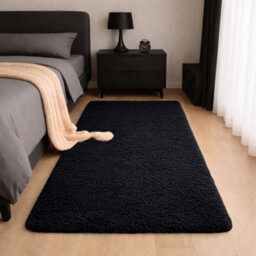 Aspire Homeware Non-Slip Black Shaggy Rug Soft Fluffy Washable, Hallways And Entryways Runner, (L)220Cm X (W)60Cm - thumbnail 6