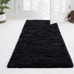 Aspire Homeware Non-Slip Black Shaggy Rug Soft Fluffy Washable, Hallways And Entryways Runner, (L)220Cm X (W)60Cm - thumbnail 1