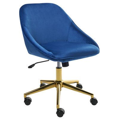 Beliani Desk Chair Bardsdale Velvet Navy Blue - image 1
