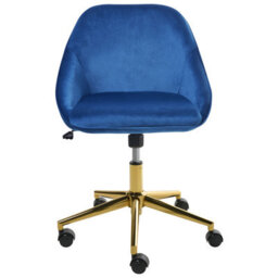 Beliani Desk Chair Bardsdale Velvet Navy Blue - thumbnail 5