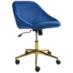 Beliani Desk Chair Bardsdale Velvet Navy Blue - thumbnail 4