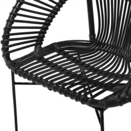 Beliani Acapulco Home Rattan Armchair Black Wicker With Metal Legs - Lightweight Round Dining Chair, W70 X D48 X H80Cm - thumbnail 7