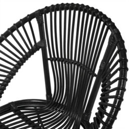 Beliani Acapulco Home Rattan Armchair Black Wicker With Metal Legs - Lightweight Round Dining Chair, W70 X D48 X H80Cm - thumbnail 6