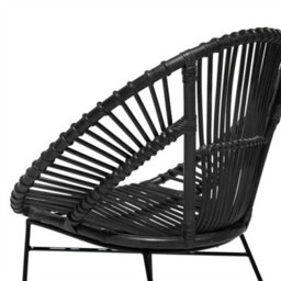 Beliani Acapulco Home Rattan Armchair Black Wicker With Metal Legs - Lightweight Round Dining Chair, W70 X D48 X H80Cm - thumbnail 8