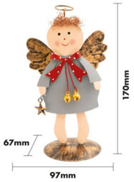 Netagon Festive Metal Christmas Angel Ornament- Grey - thumbnail 2