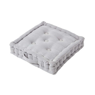 Homescapes Silver Grey Rajput Ribbed Cotton Floor Cushion - image 1