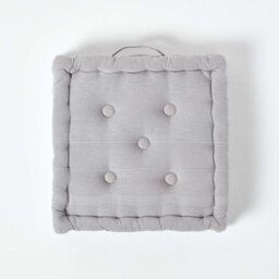 Homescapes Silver Grey Rajput Ribbed Cotton Floor Cushion - thumbnail 3