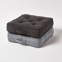 Homescapes Silver Grey Rajput Ribbed Cotton Floor Cushion - thumbnail 6