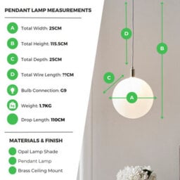Furniturebox Uk Martha Brass Pendant Light With Frosted Glass Globe - thumbnail 3