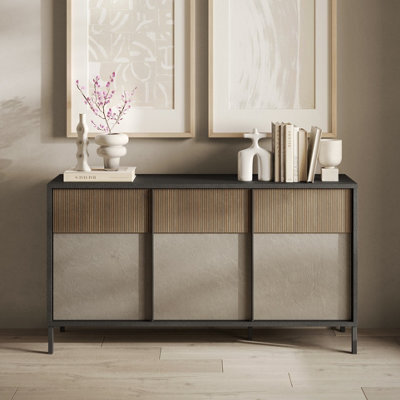 FurniComp LTD Furnicomp Venice 3 Door Grey And Mercure Oak Sideboard - image 1