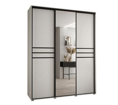 Arte Cannes Xi Mirrored Sliding Door Wardrobe W200Cm - Bright White Storage For Contemporary Living - image 1