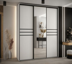Arte Cannes Xi Mirrored Sliding Door Wardrobe W200Cm - Bright White Storage For Contemporary Living - thumbnail 2