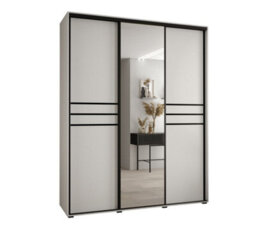 Arte Cannes Xi Mirrored Sliding Door Wardrobe W200Cm - Bright White Storage For Contemporary Living - thumbnail 1