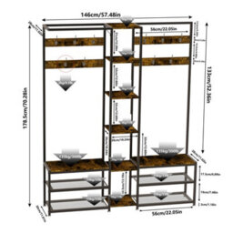 Fativo  3 In 1 Corner Hall Tree Coat Rack Stand With Bench Entryway Storage Shelf Hooks - thumbnail 2