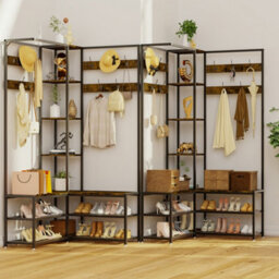 Fativo  3 In 1 Corner Hall Tree Coat Rack Stand With Bench Entryway Storage Shelf Hooks - thumbnail 7