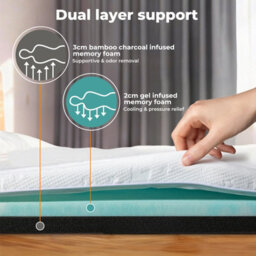 Lavio King Mattress Topper Memory Foam 5Cm Bamboo Charcoal Washable - thumbnail 6