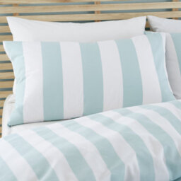 Catherine Lansfield Cove Stripe Reversible Single Duvet Cover Set With Pillowcase Duck Egg Blue - thumbnail 3
