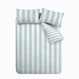 Catherine Lansfield Cove Stripe Reversible Single Duvet Cover Set With Pillowcase Duck Egg Blue - thumbnail 5