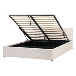 Beliani Ottoman Bed Lauresses Fabric Light Beige 140 X 200 Cm (Eu Double) - thumbnail 1
