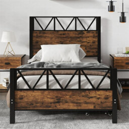 Abrihome 3Ft Single Metal Bed Frame (90X190Cm), Durable & Sturdy Iron Storage Bed With 2 Drawers, Multifunctional Design In Black & Wood - thumbnail 9