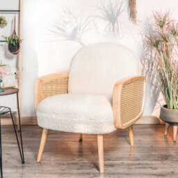 Nordlys Wood And White Cane Lounge Chair Countryside Style Living Room - thumbnail 8
