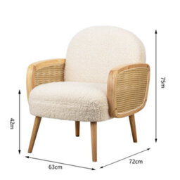 Nordlys Wood And White Cane Lounge Chair Countryside Style Living Room - thumbnail 6