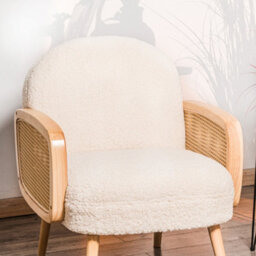Nordlys Wood And White Cane Lounge Chair Countryside Style Living Room - thumbnail 5