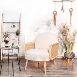 Nordlys Wood And White Cane Lounge Chair Countryside Style Living Room - thumbnail 3