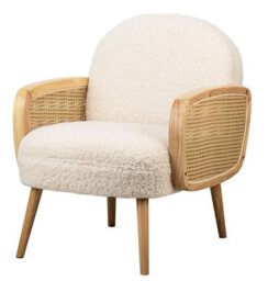 Nordlys Wood And White Cane Lounge Chair Countryside Style Living Room - thumbnail 1