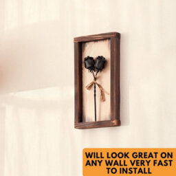 Novecrafto Mountable Wooden Frame With Black Forged Iron Roses - Ideal Iron Gifts For 6Th Anniversary - Wrought Iron And Wood Fusion For Her - thumbnail 5