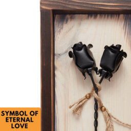 Novecrafto Mountable Wooden Frame With Black Forged Iron Roses - Ideal Iron Gifts For 6Th Anniversary - Wrought Iron And Wood Fusion For Her - thumbnail 7