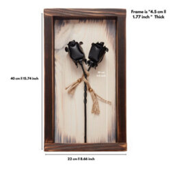 Novecrafto Mountable Wooden Frame With Black Forged Iron Roses - Ideal Iron Gifts For 6Th Anniversary - Wrought Iron And Wood Fusion For Her - thumbnail 3