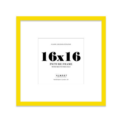 "16X16"" Yellow Picture Frame - 16X16"" Square Frame With 13X13"" Mount For 16X16""/13X13"" Pictures Art Deco Style Thin Edge, 1 Pack" - image 1