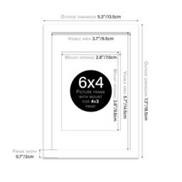 "6X4"" White Frame With Mount For 4X3"" Pictures 20mm Thin Edge Portrait And Landscape Display With Wall Hooks And Kickstand" - thumbnail 2