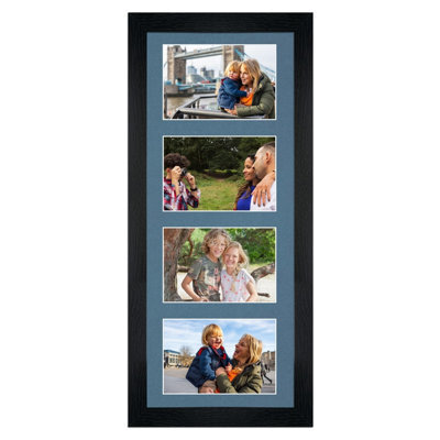 AK Frames 50X20Cm Black Modern Multi Photo Frame With Pompadour Mount - Holds 4 Apertures (4X) 6X4 Photos - image 1