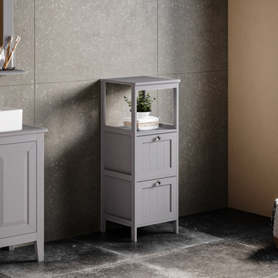 Darphe Grey Wooden Compact Wooden Bathroom Cabinet With Drawers - image 1