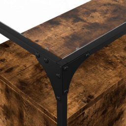Berkfield Sideboard With Glass Top Smoked Oak 98X35X81 Cm Engineered Wood - thumbnail 7