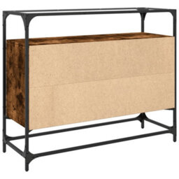 Berkfield Sideboard With Glass Top Smoked Oak 98X35X81 Cm Engineered Wood - thumbnail 6