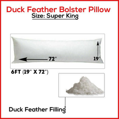 ARLinens Duck Feather & Down Bolster Pillow Long Body Support Maternity Pregnancy Pillows Size (Super King)