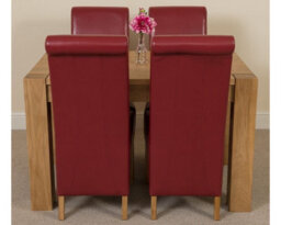 That's Furniture Kuba 125 X 80 Cm Chunky Oak Small Dining Table And 4 Chairs Dining Set With Montana Burgundy Leather Chairs - thumbnail 2