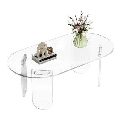 Durable Clear Acrylic Table Minimalist Living Room Coffee Table W/thick Tabletop - image 1