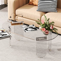 Durable Clear Acrylic Table Minimalist Living Room Coffee Table W/thick Tabletop - thumbnail 4