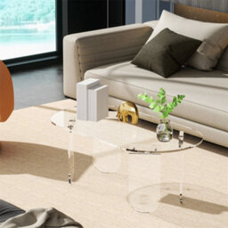 Durable Clear Acrylic Table Minimalist Living Room Coffee Table W/thick Tabletop - thumbnail 5