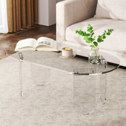 Durable Clear Acrylic Table Minimalist Living Room Coffee Table W/thick Tabletop - thumbnail 6
