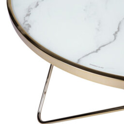 Beliani Marble Glass Coffee Table 80Cm Round With Gold Hairpin Legs - thumbnail 3