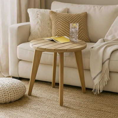 Furniturebox Uk Iko Solid Wood Round Indoor / Outdoor Side Table - image 1