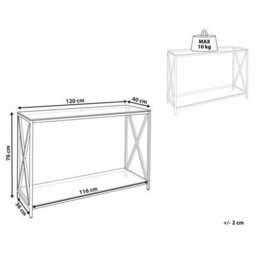 Wyld And Coco Modern Console Table With Transparent Tempered Glass Top And Polished Silver Stainless Steel Frame 120 X 40 Cm - thumbnail 4