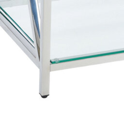 Wyld And Coco Modern Console Table With Transparent Tempered Glass Top And Polished Silver Stainless Steel Frame 120 X 40 Cm - thumbnail 6