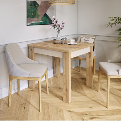 Heze Furniture Fonte 85 Modern Extending Dining Table - Artisan Oak & Beige - image 1